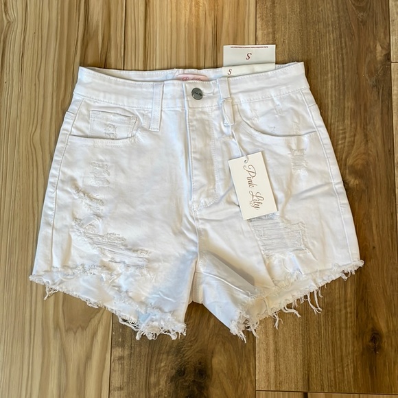 White Denim Shorts - Picture 1 of 2